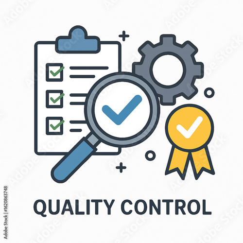 Quality control process with checklist, magnifying glass, and gears Free Download Quality control process with checklist, magnifying glass, and gears - GFXLoad