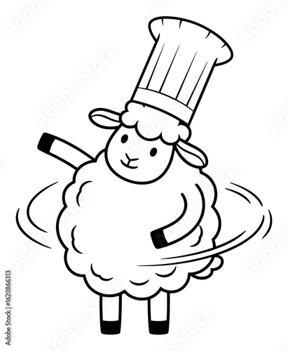 Wallpaper Mural Cartoon of a Chef Sheep Dabbing Torontodigital.ca