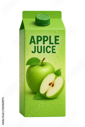 Apple juice carton isolated on transparent background