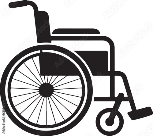 Vector illustration of a vintage medical wheelchair, an isolated antique transportation equipment for disabled care