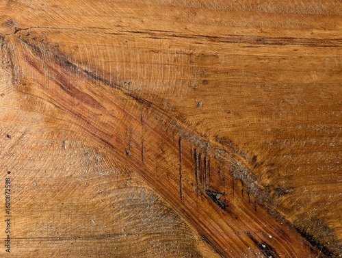 Texture of polished wood reveals intricate patterns and natural beauty in close-up detail