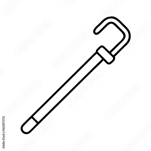 Outline crowbar tool icon vector illustration for construction and repair work equipment design