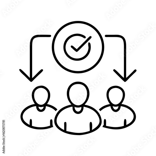 Delegation process icon vector illustration concept for assigning tasks to team members done