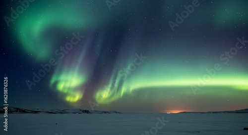 Wallpaper Mural Stunning Aurora Borealis Display Over Snowy Landscape at Night Torontodigital.ca