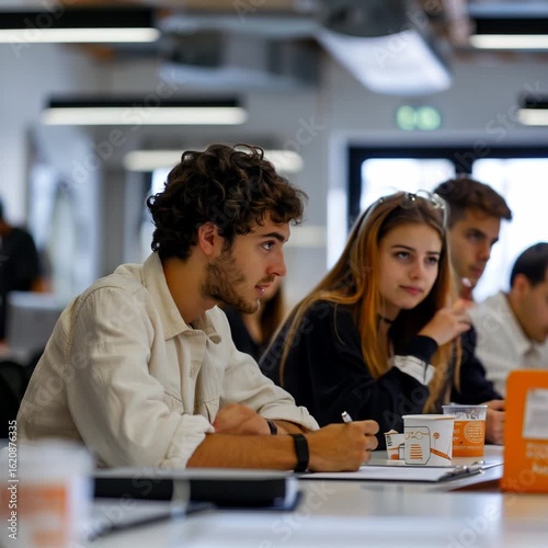 young couple sitting in cafe