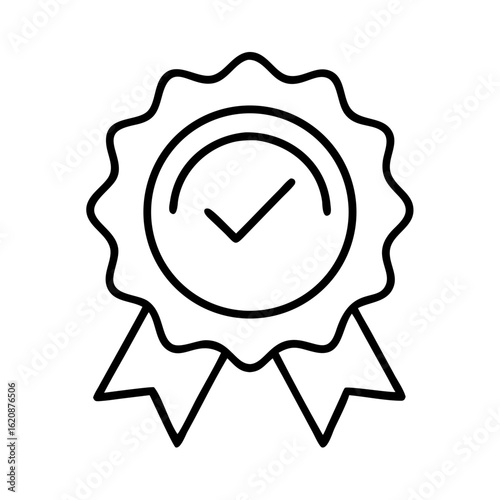 Check mark award badge vector icon for quality assurance guarantee and certification symbol design