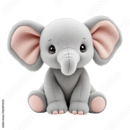 Cuddly Elephant: An adorable, sitting baby elephant with big, gentle eyes, rendered in a cute, endearing style.