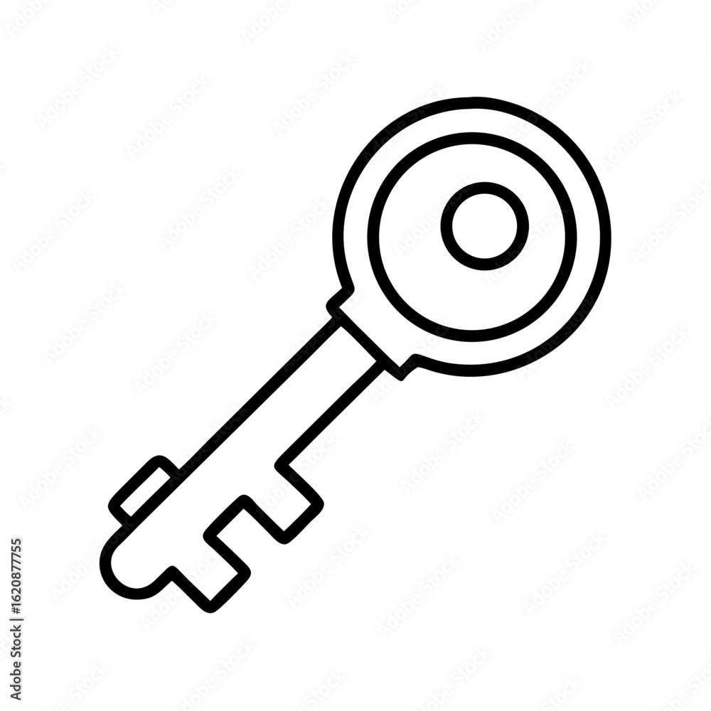 Unlock success with this simple key outline vector graphic for security and access solutions design needs Unlock success with this simple key outline vector graphic for security and access solutions design needs