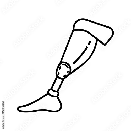 Prosthetic leg vector drawing for medical equipment and disability support design resources online