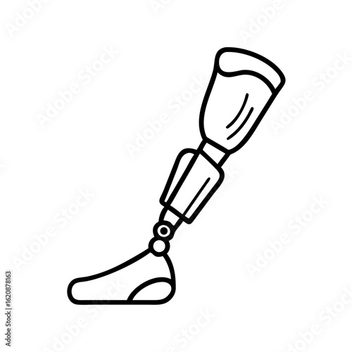 Prosthetic leg outline drawing vector illustration for medical equipment and healthcare design needs