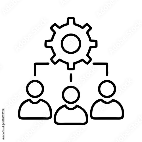 Teamwork process management icon vector illustration concept for collaboration and workflow automation