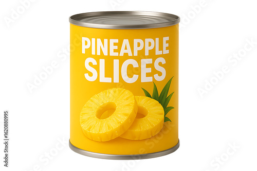 Pineapple slices can isolated on transparent background