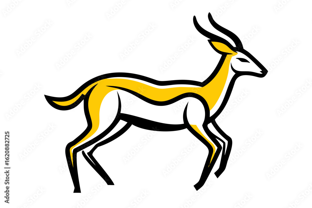 Obraz premium Black gazelle silhouette vector art illustration