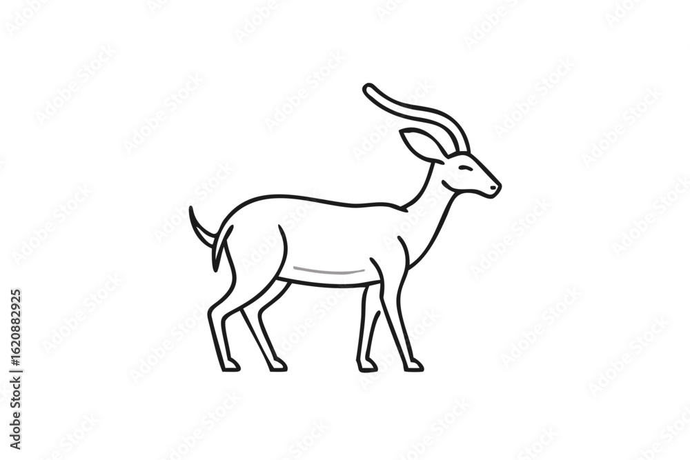 Fototapeta premium Black gazelle silhouette vector art illustration 