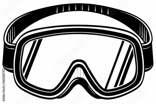 White sport mask with goggles for ski and diving protection, isolated on a white background