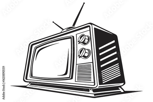 retro old tv set isolated