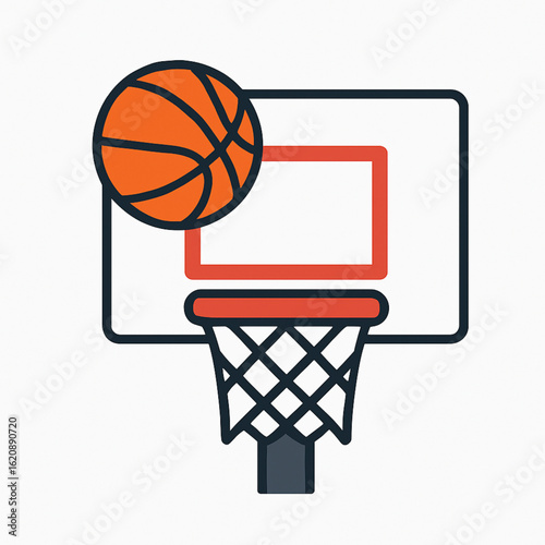 Basketball going through a hoop.