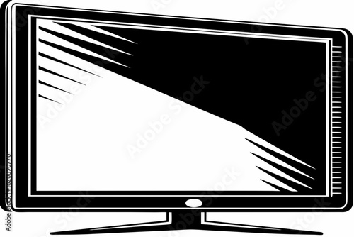 vector tv set black and white silhouette