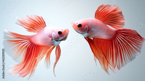 Two magnificent siamese fighting fish displaying vibrant colors in a stunning underwater photo