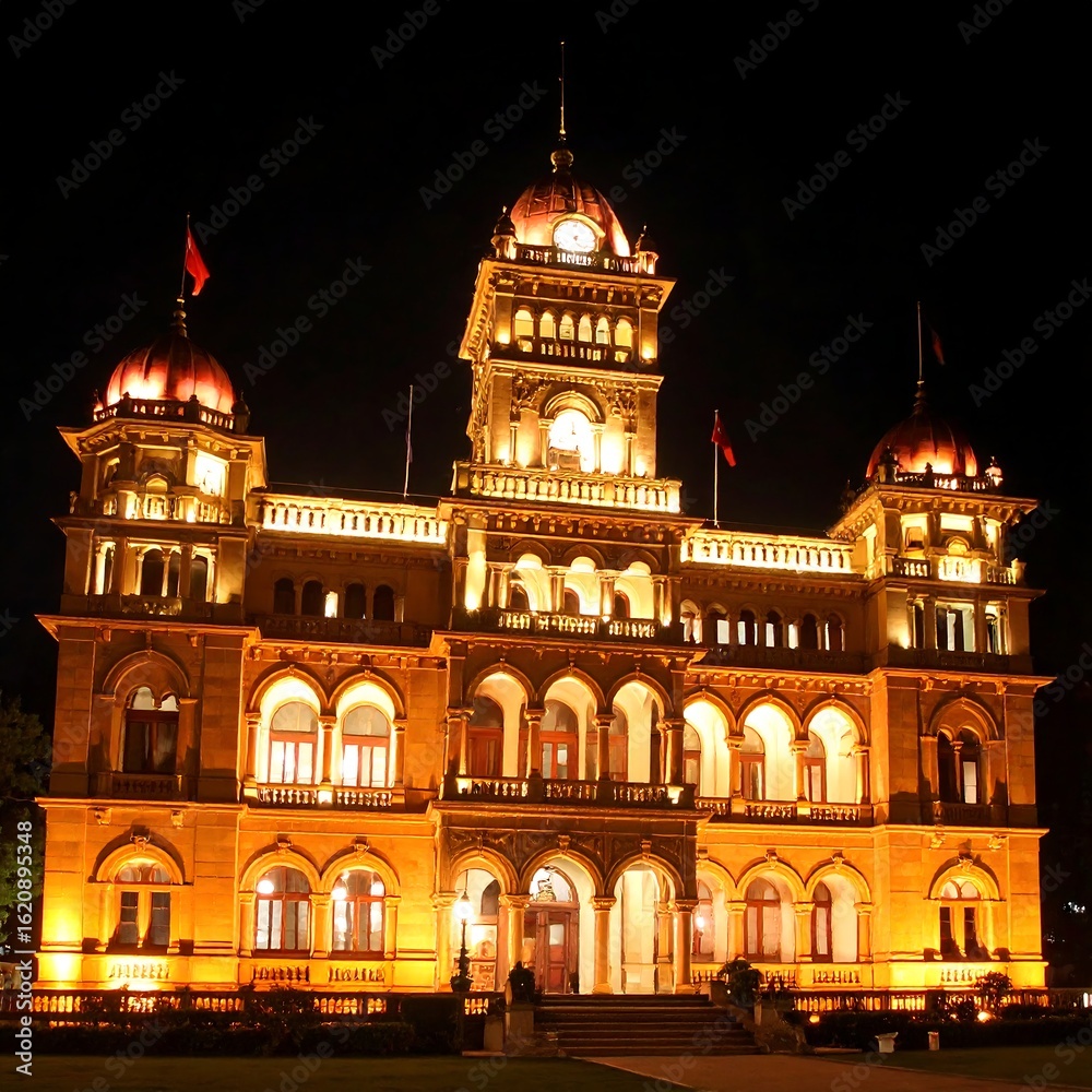Fototapeta premium Illuminated historic building at night (1)