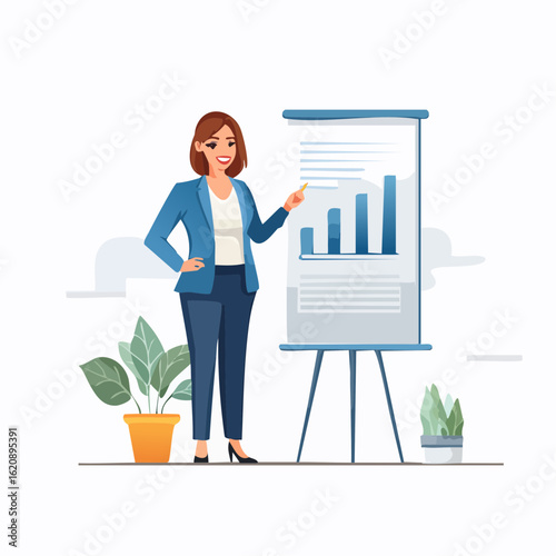 Businessfrau erklärt Diagramm – Präsentation im Berufsalltag