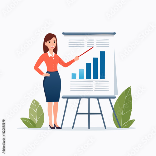 Businessfrau erklärt Diagramm – Präsentation im Berufsalltag