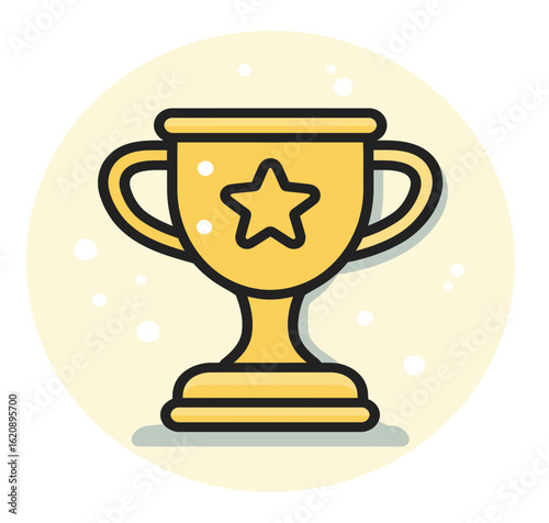 Golden Trophy with Star Emblem Symbolizing Achievement, Victory, and Recognition