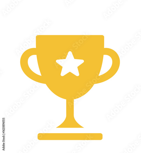 Stunning Golden Trophy Icon with a Star Emblem, Symbolizing Unrivaled Victory, Top Achievement, and Grand Recognition for Excellence