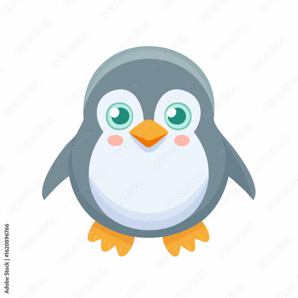 Obraz premium Graues, rundes Pinguinbaby 