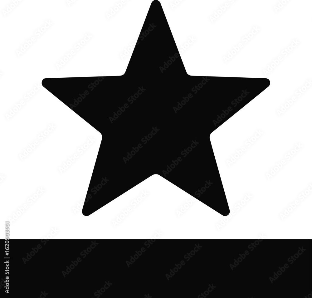 Obraz premium A simple black star above a thick black line on a white background creating a graphic minimalist design silhouette