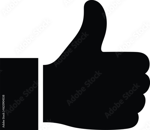 A black and white illustration of a hand giving a thumbs up gesture against a plain white background image silhouette