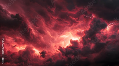 Red storm clouds lightning sky dramatic weather thunderstorm cloudscape nature