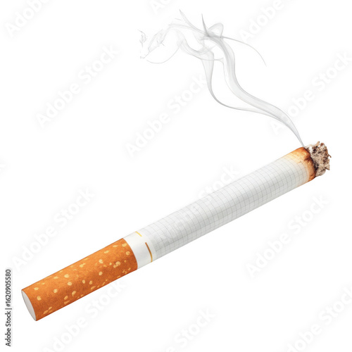 3d burning cigarette with wisps of smoke