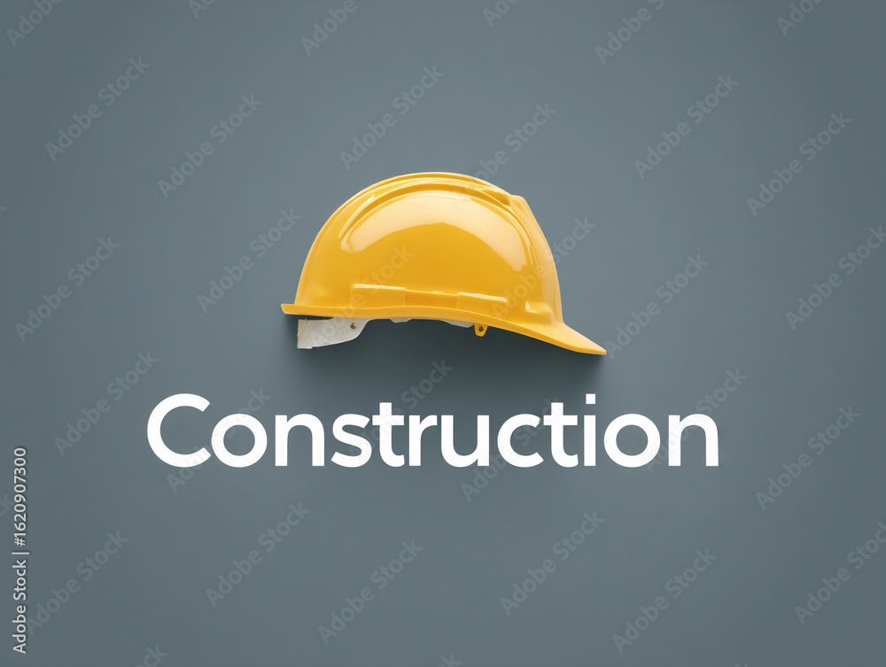 Fototapeta premium Construction hard hat as a safety symbol on a grey background