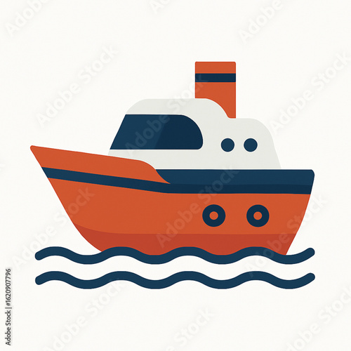 Ship sailing on the sea waves