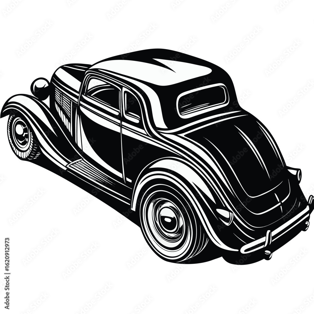 Naklejka premium classic-taxi-cab-silhouette-from-mid-century
