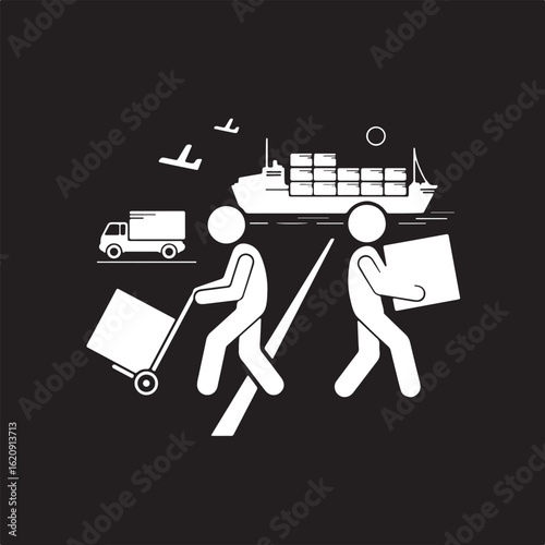 People transport cargo with vehicles delivery shipping