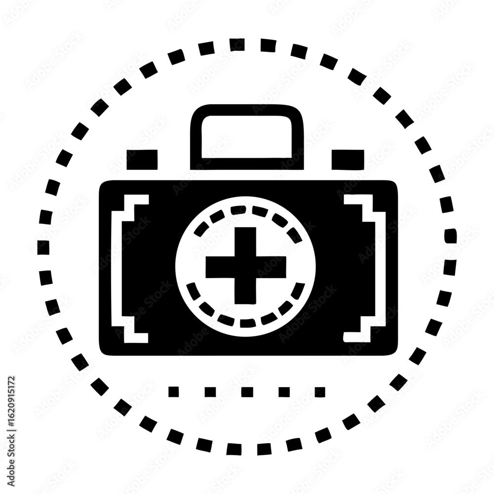 Obraz premium First aid kit icon in circular design for World Humanitarian Day 