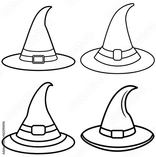 Witches Hat Coloring Page, Halloween Hat Outline, Magic Hat Drawing, Costume Coloring Sheet