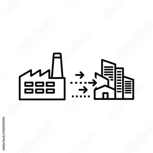 Supply Chain Resilience Icon Representing Factory and Warehouse  