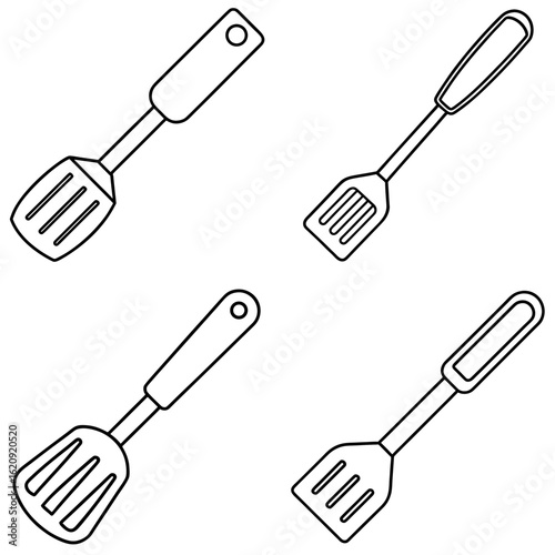 Spatula Coloring Page – Kitchen Utensil Illustration for Kids and Adults