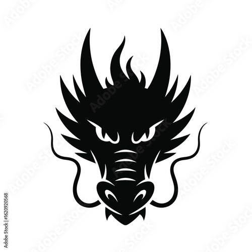 Black dragon head silhouette mythical