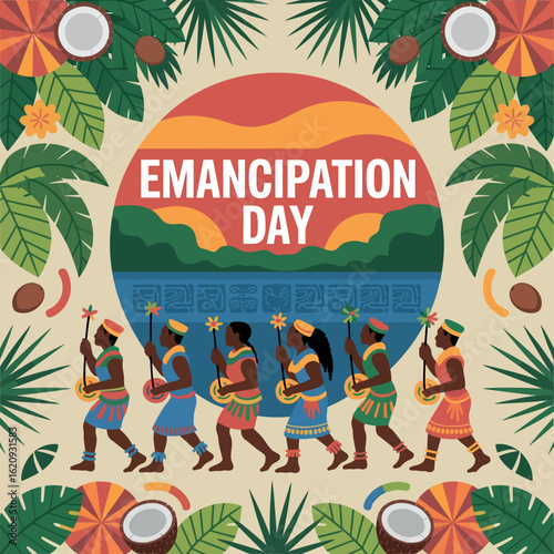 Belize Emancipation Day Celebration with Vibrant African-Inspired Artwork and Symbolism