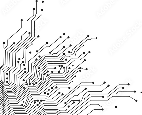 Abstract Futuristic Circuit Board Illustration with Tech Elements