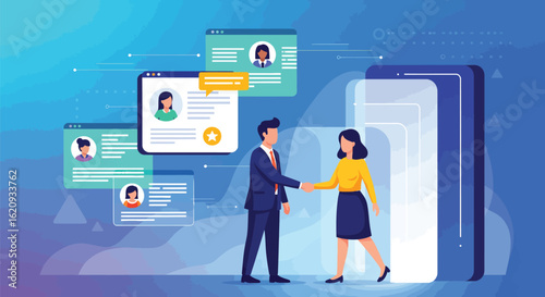 Recruitment Landing Page Vector Illustration