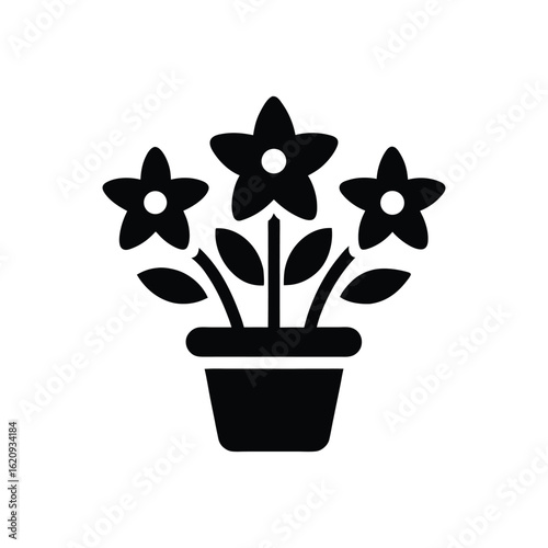 Black and white flower pot icon.