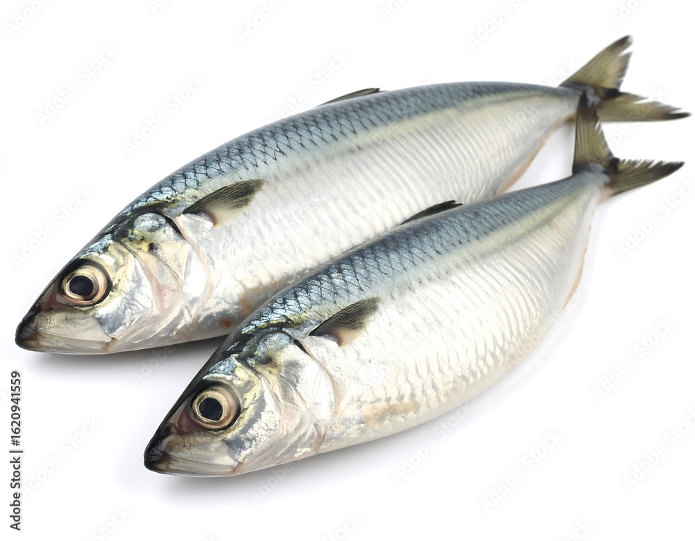 Two whole fresh mackerel fish on white background Two whole fresh mackerel fish on white background