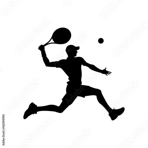 Dynamic Tennis Player Silhouette in Action