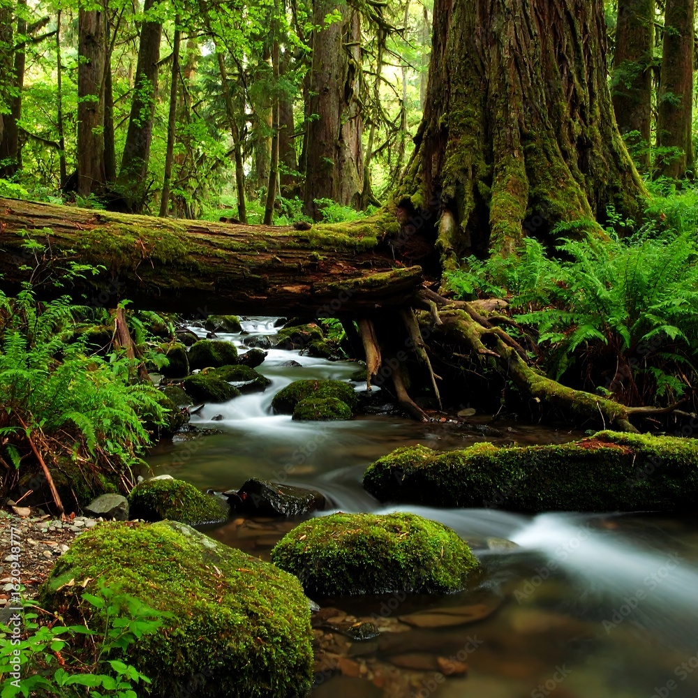 Fototapeta premium Lush forest creek scene