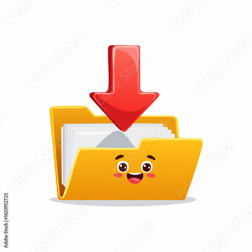 Digital Download: A playful animated folder with an arrow, signifying the instant transfer and availability of digital assets